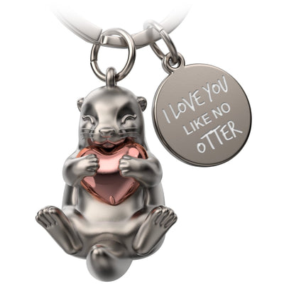"Je t'aime comme aucune loutre" Porte-clés loutre "Otty" avec gravure - porte-bonheur affectueux avec cœur - cadeau pour partenaire, meilleur ami