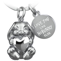 "I love you like nobunny else" Hase Schlüsselanhänger "Bunny" mit Gravur - Liebevoller Glücksbringer mit Herz - FABACH#Farbe_Silber