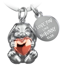 "I love you like nobunny else" Hase Schlüsselanhänger "Bunny" mit Gravur - Liebevoller Glücksbringer mit Herz - FABACH#Farbe_Roségold