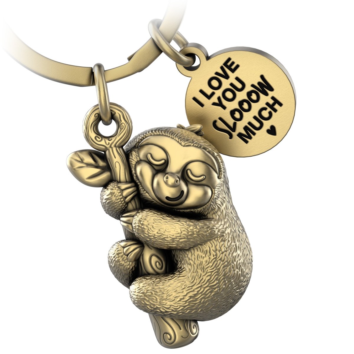 "I love you slooow much" Faultier Schlüsselanhänger "Dreamy" mit Gravur - Liebevoller Glücksbringer - FABACH#Farbe_Antique Bronze
