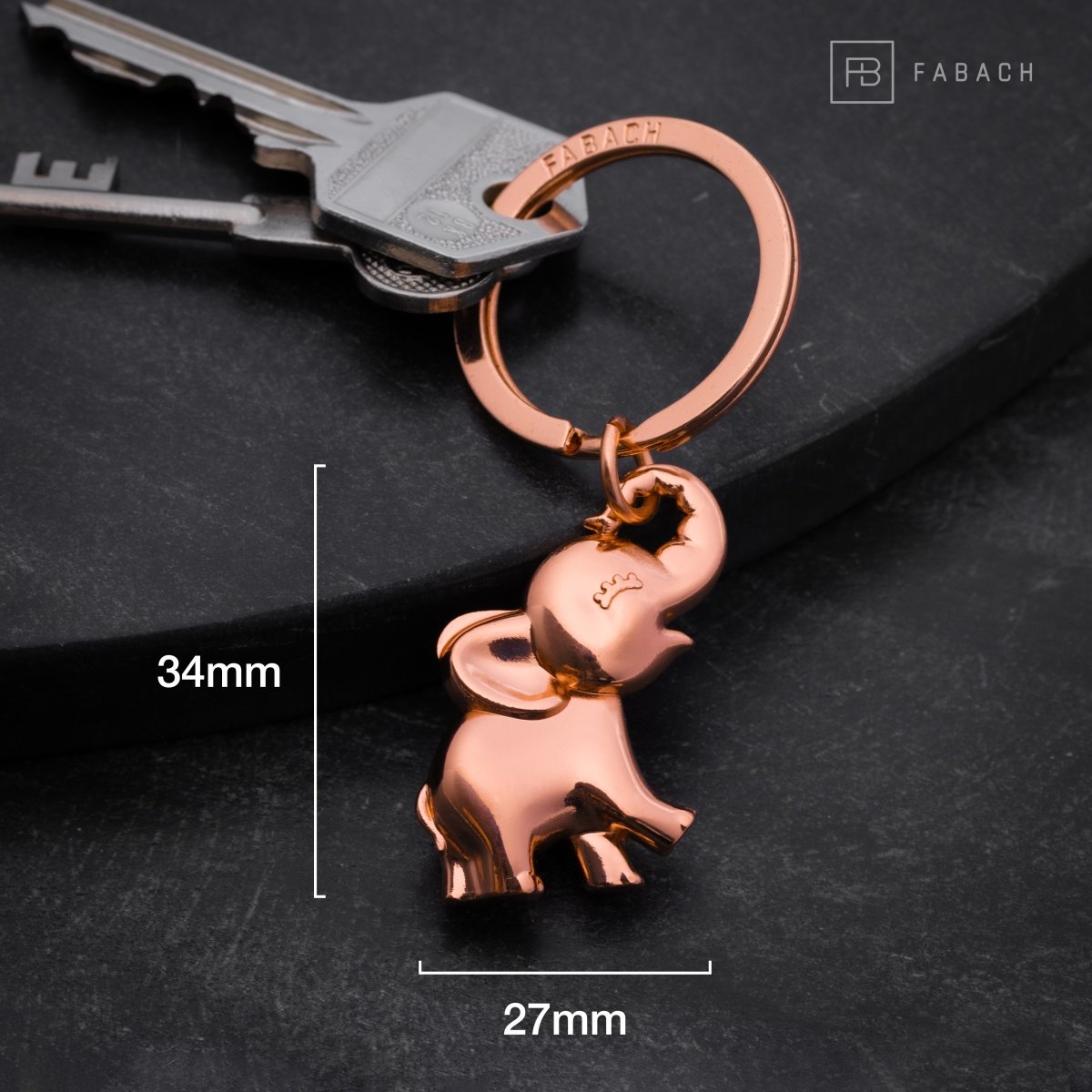 "Jumbo" Elefant Schlüsselanhänger - Süßer Baby Elefant Anhänger - Glücksbringer und Geschenk für Elefanten-Liebhaber - FABACH#farbe_roségold