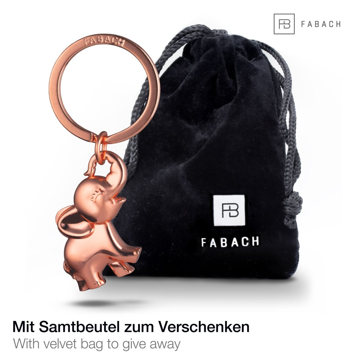 "Jumbo" Elefant Schlüsselanhänger - Süßer Baby Elefant Anhänger - Glücksbringer und Geschenk für Elefanten-Liebhaber - FABACH#farbe_roségold