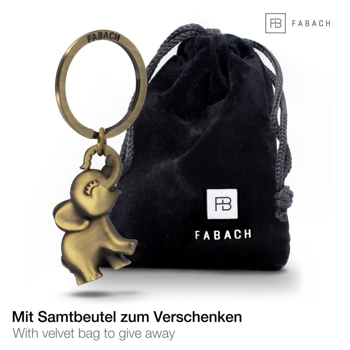 "Jumbo" Elefant Schlüsselanhänger - Süßer Baby Elefant Anhänger - Glücksbringer und Geschenk für Elefanten-Liebhaber - FABACH#farbe_antique bronze