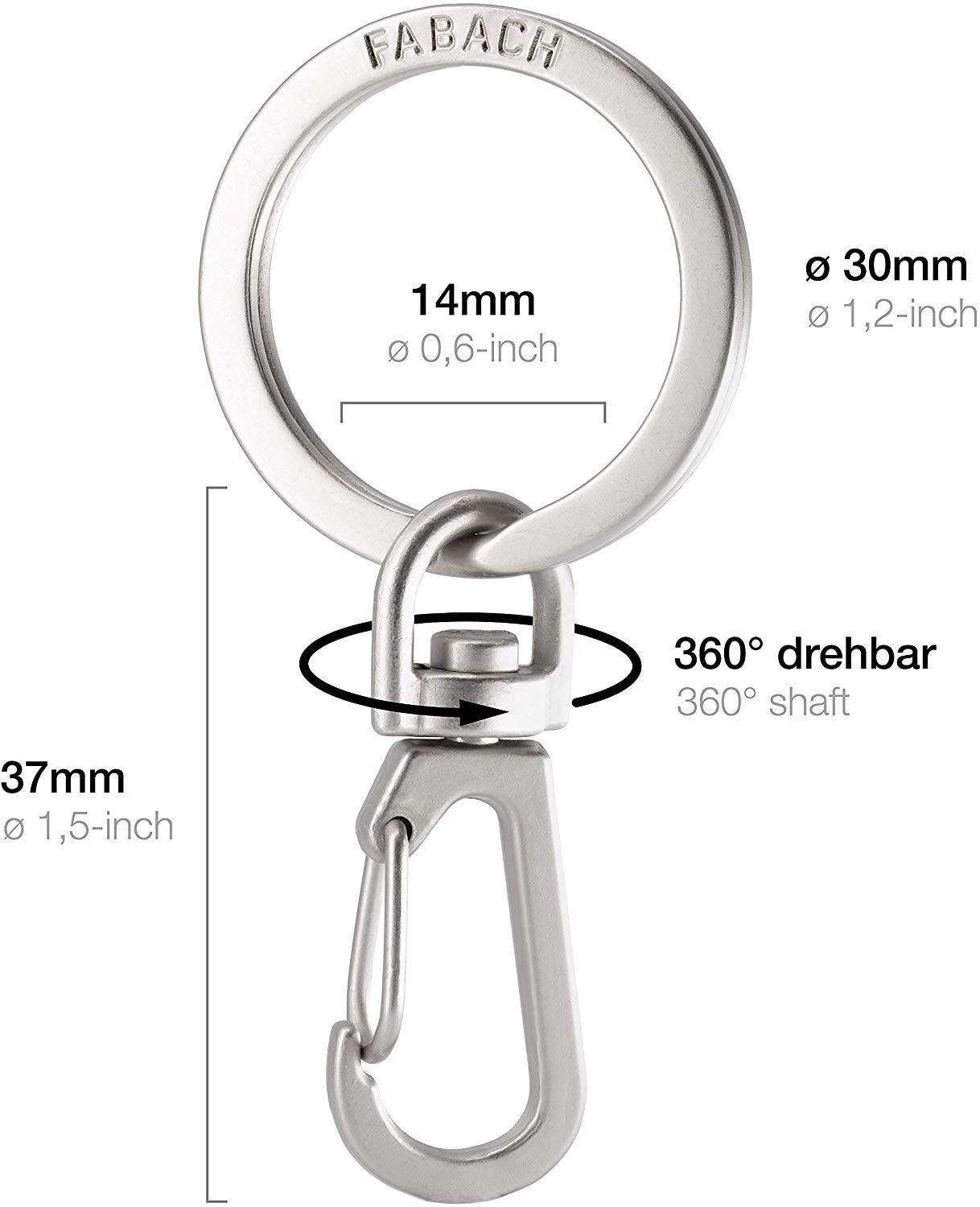 Karabiner-Schlüsselanhänger mit 360 Grad drehbarem Schlüsselring - FABACH