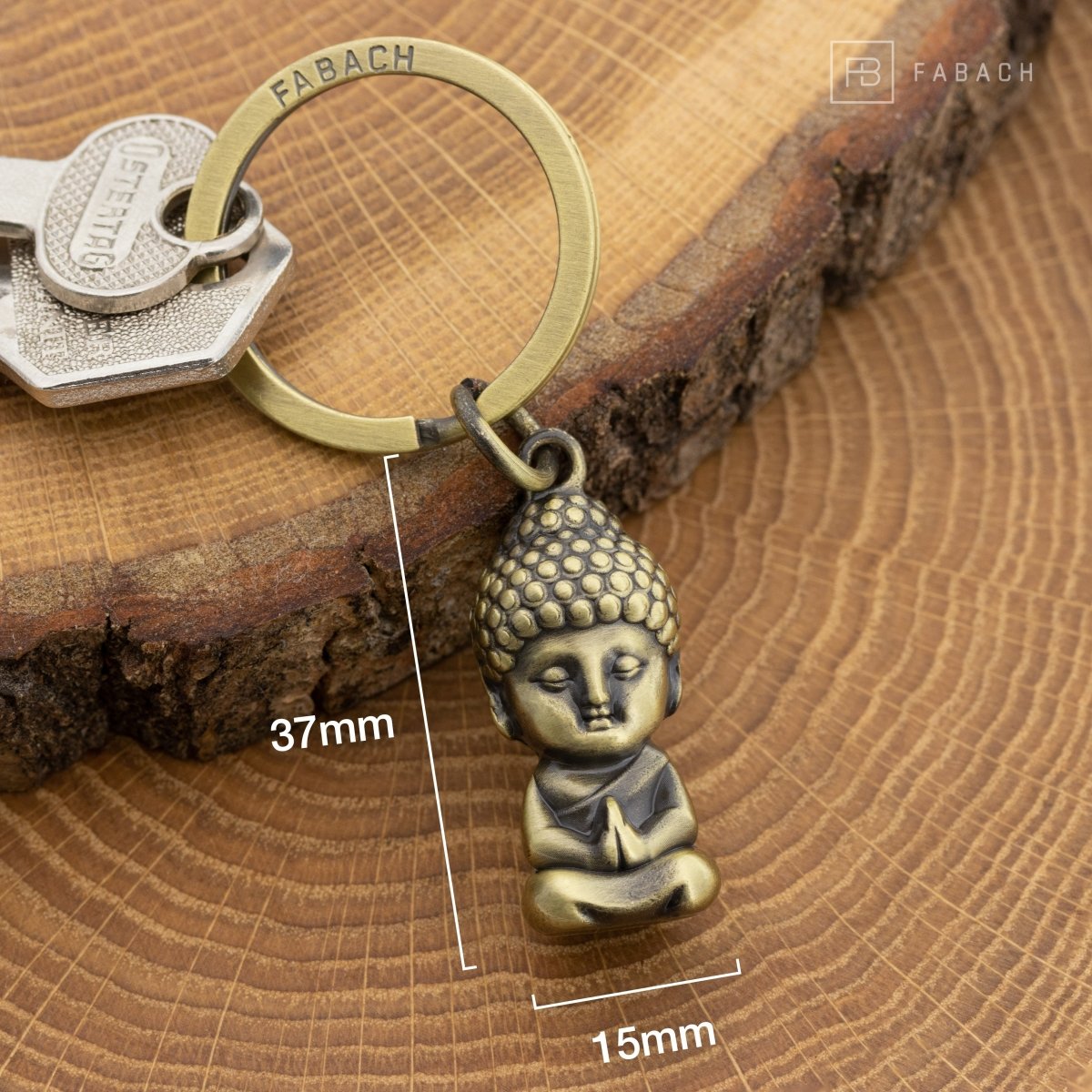 "Karma" Buddha Schlüsselanhänger - Buddha Anhänger - Mini-Buddha Glücksbringer Auto - Chakra Yoga Geschenk Figur - FABACH#farbe_antique bronze