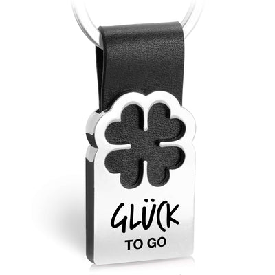Cloverleaf lucky charm keychain with engraving made of leather - Good luck &amp; good luck pendant