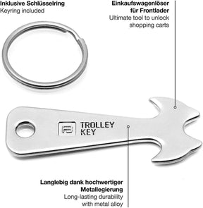 Kostenlos: "Trolley Key" (silber) Kompakter Einkaufswagenlöser für Frontlader-Einkaufswagen - FABACH