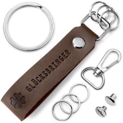 "Porte-bonheur" avec porte-clés en cuir trèfle avec porte-clés interchangeable