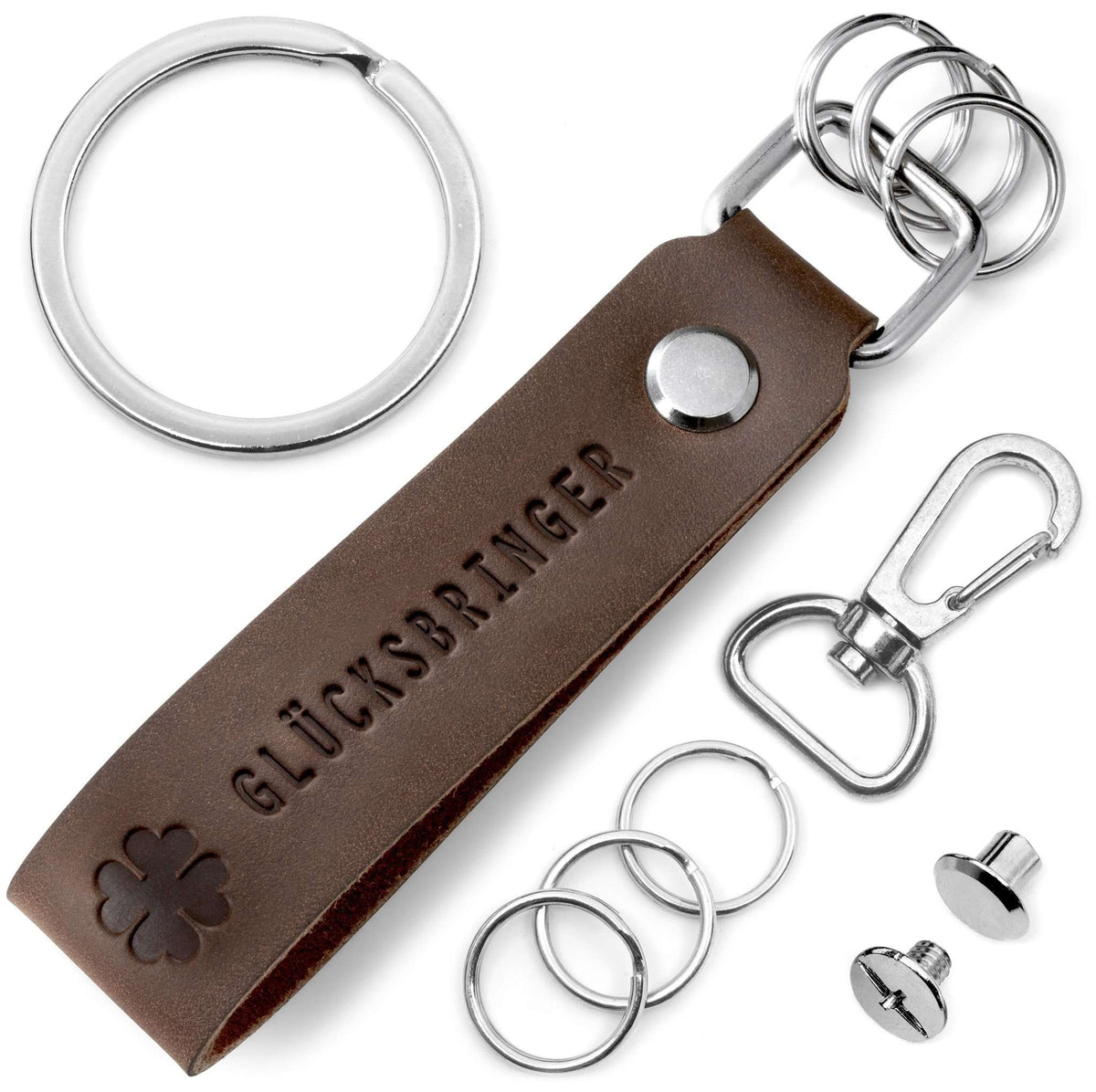 "Glücksbringer" Leder-Schlüsselanhänger mit wechselbarem Schlüsselring - FABACH#farbe_braun
