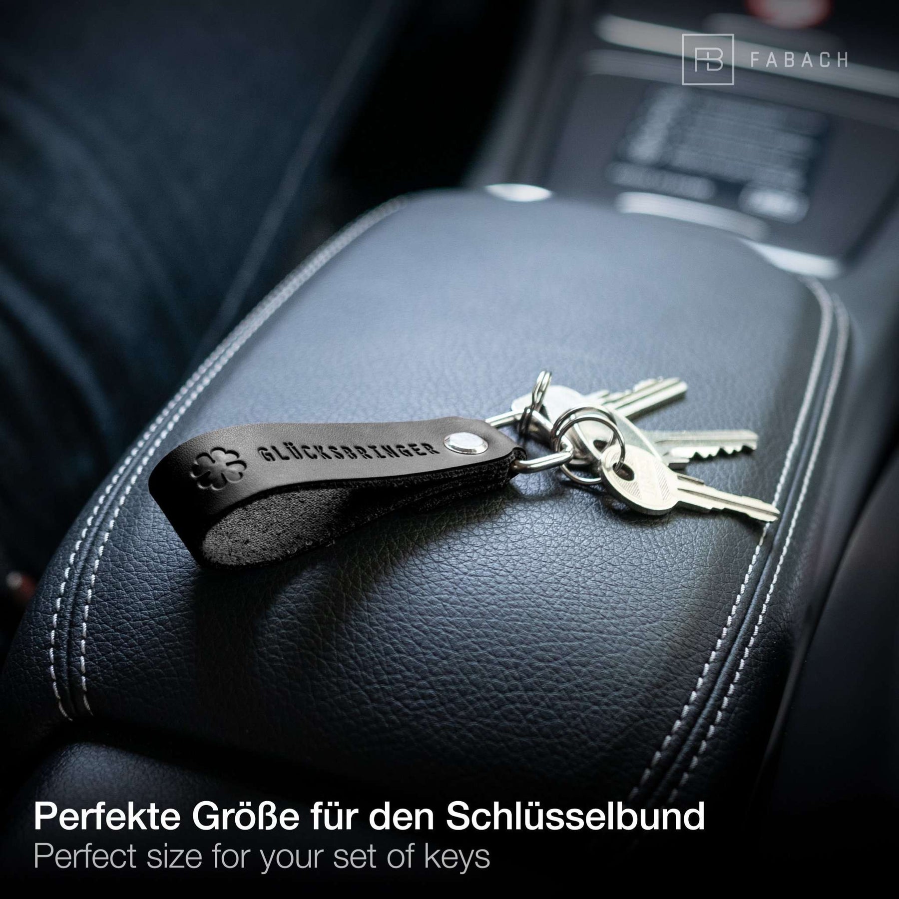 "Glücksbringer" mit Kleeblatt Leder-Schlüsselanhänger mit wechselbarem Schlüsselring