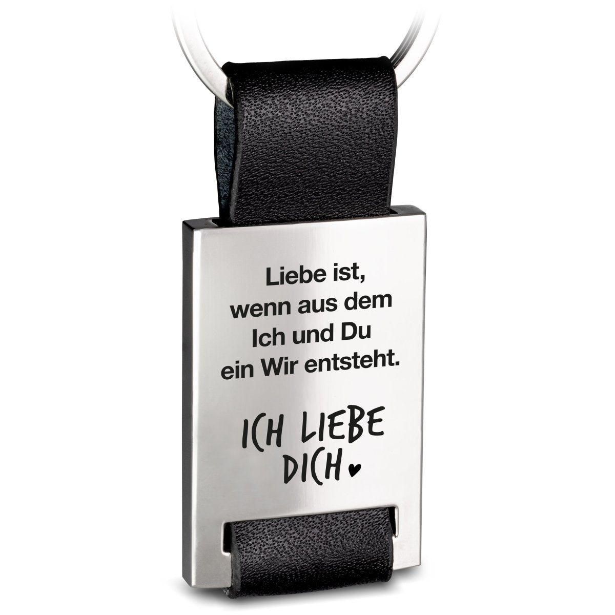 "Liebe ist..." Rectangle-Schlüsselanhänger mit Gravur aus Leder - Liebevolles Geschenk für Ehemann Ehefrau Partner Partnerin - FABACH – Die Schlüsselanhänger-Schmiede