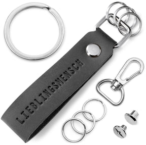 "Lieblingsmensch" Leder-Schlüsselanhänger mit wechselbarem Schlüsselring