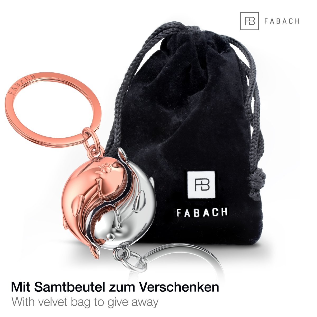 "Moby" Wale Schlüsselanhänger - romantisches Partnergeschenk - zwei Schlüsselanhänger für Paare Freundinnen Schwestern - FABACH#farbe_roségold & silber