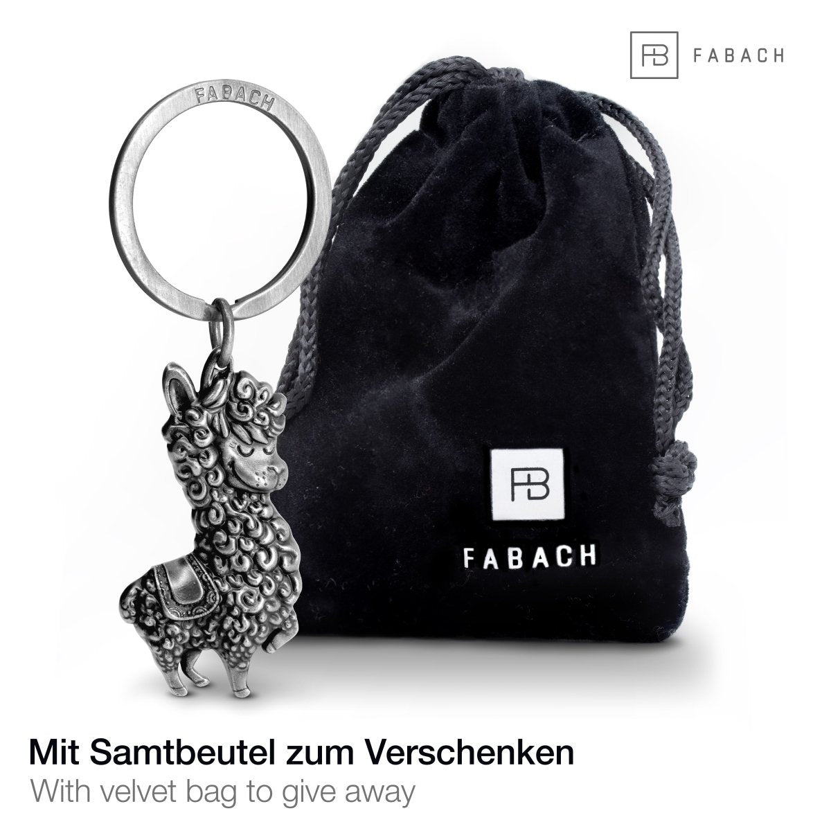 "No Drama Lama" Lama Schlüsselanhänger - Cooler Lama/Alpaka Anhänger - Glücksbringer und Geschenk für Lama-Liebhaber - FABACH#farbe_antique silber