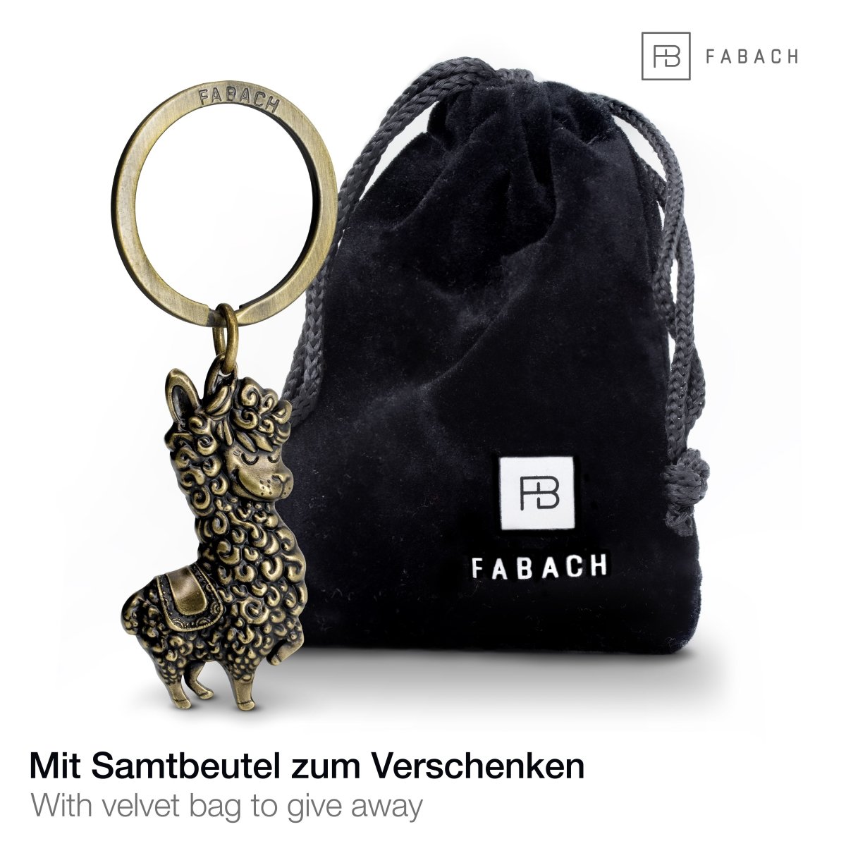 "No Drama Lama" Lama Schlüsselanhänger - Cooler Lama/Alpaka Anhänger - Glücksbringer und Geschenk für Lama-Liebhaber - FABACH#farbe_antique bronze