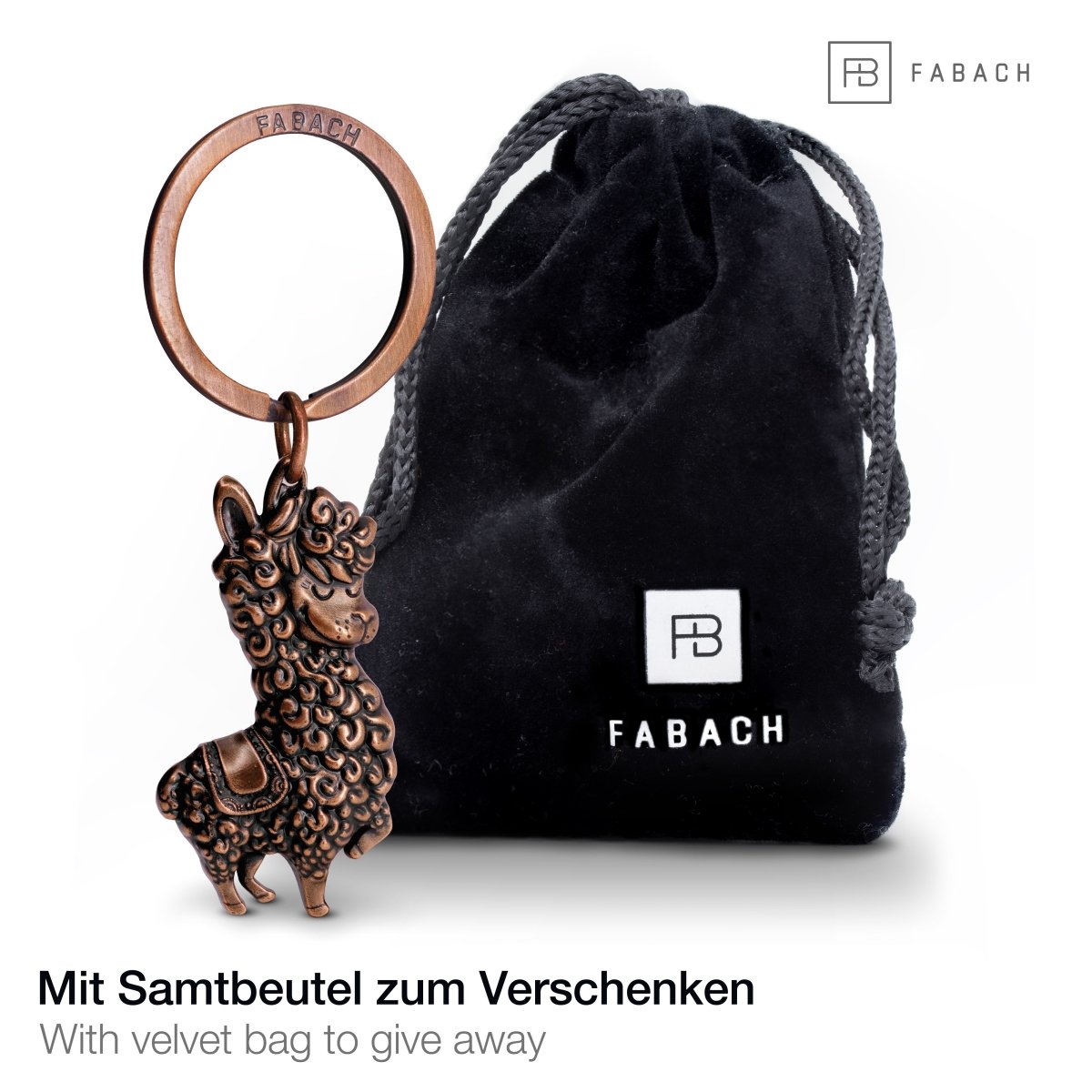 "No Drama Lama" Lama Schlüsselanhänger - Cooler Lama/Alpaka Anhänger - Glücksbringer und Geschenk für Lama-Liebhaber - FABACH#farbe_antique roségold