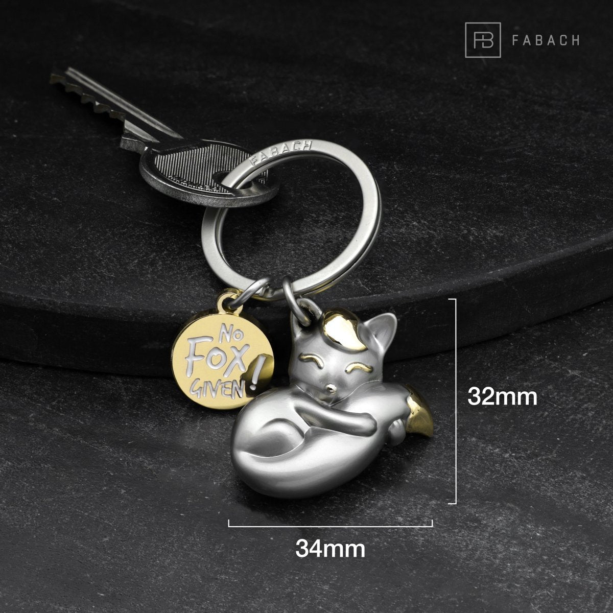 "No fox given" Fuchs Schlüsselanhänger "Foxy" mit Gravur - Süßer Fuchs Glücksbringer - FABACH#farbe_gold