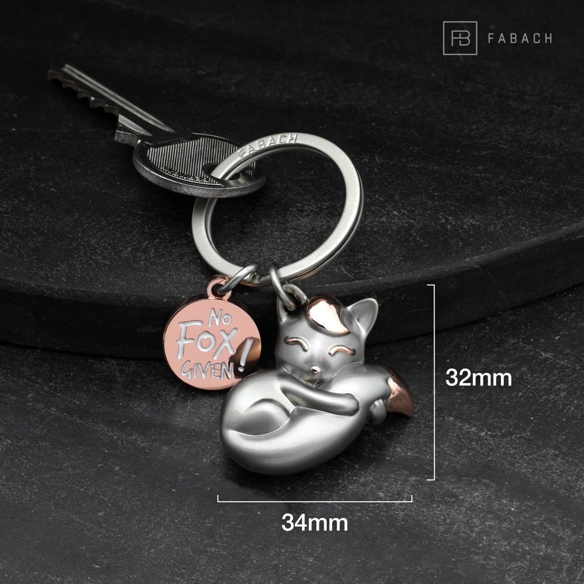 "No fox given" Fuchs Schlüsselanhänger "Foxy" mit Gravur - Süßer Fuchs Glücksbringer - FABACH#farbe_roségold
