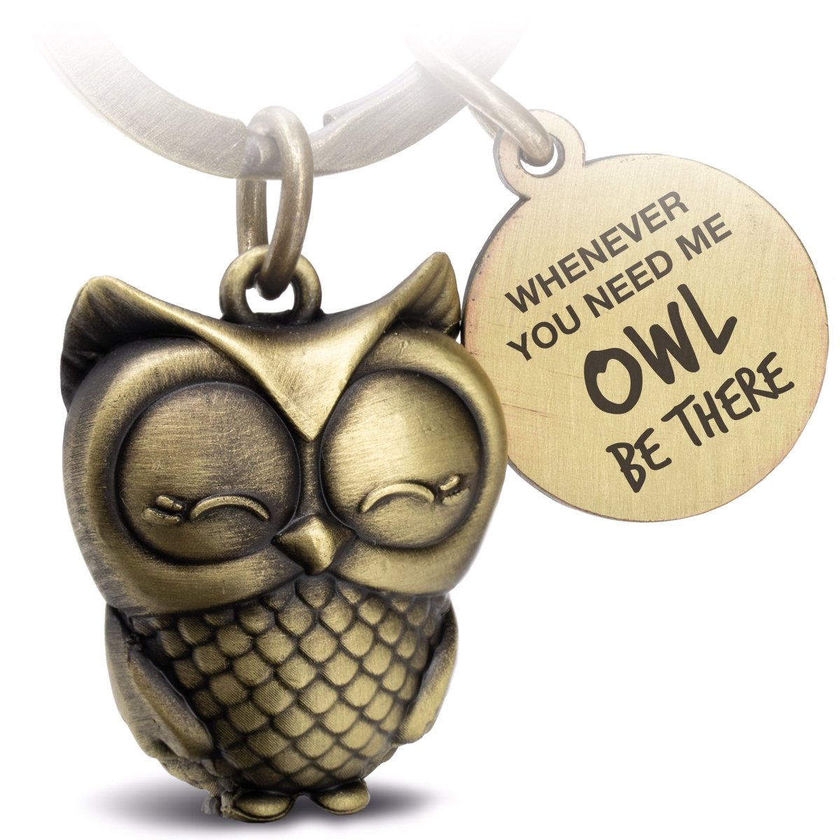 "Whenever you need me, OWL be there" Eule Schlüsselanhänger "Owly" mit Gravur - Süße Eule Glücksbringer - FABACH#farbe_antique bronze#botschaft_Whenever you need me owl be there
