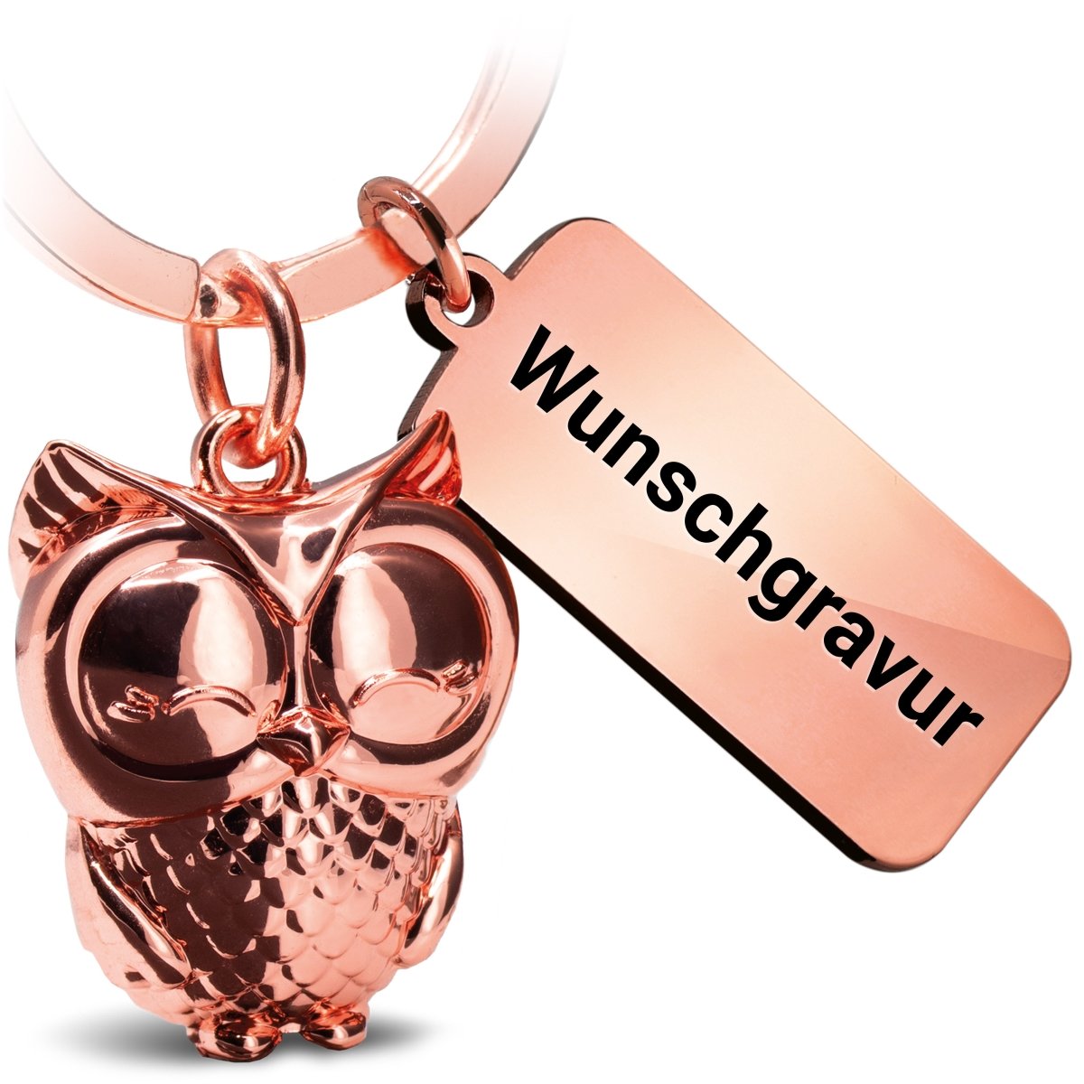 "Owl be there" Eule Schlüsselanhänger "Owly" mit Gravur - Süße Eule Glücksbringer - FABACH#farbe_roségold#botschaft_eigene gravur (+3.00€)