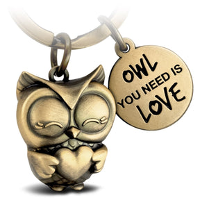 "Owl you need is Love" Eule Schlüsselanhänger Owly mit Herz und Gravur - Süße Eule Glücksbringer