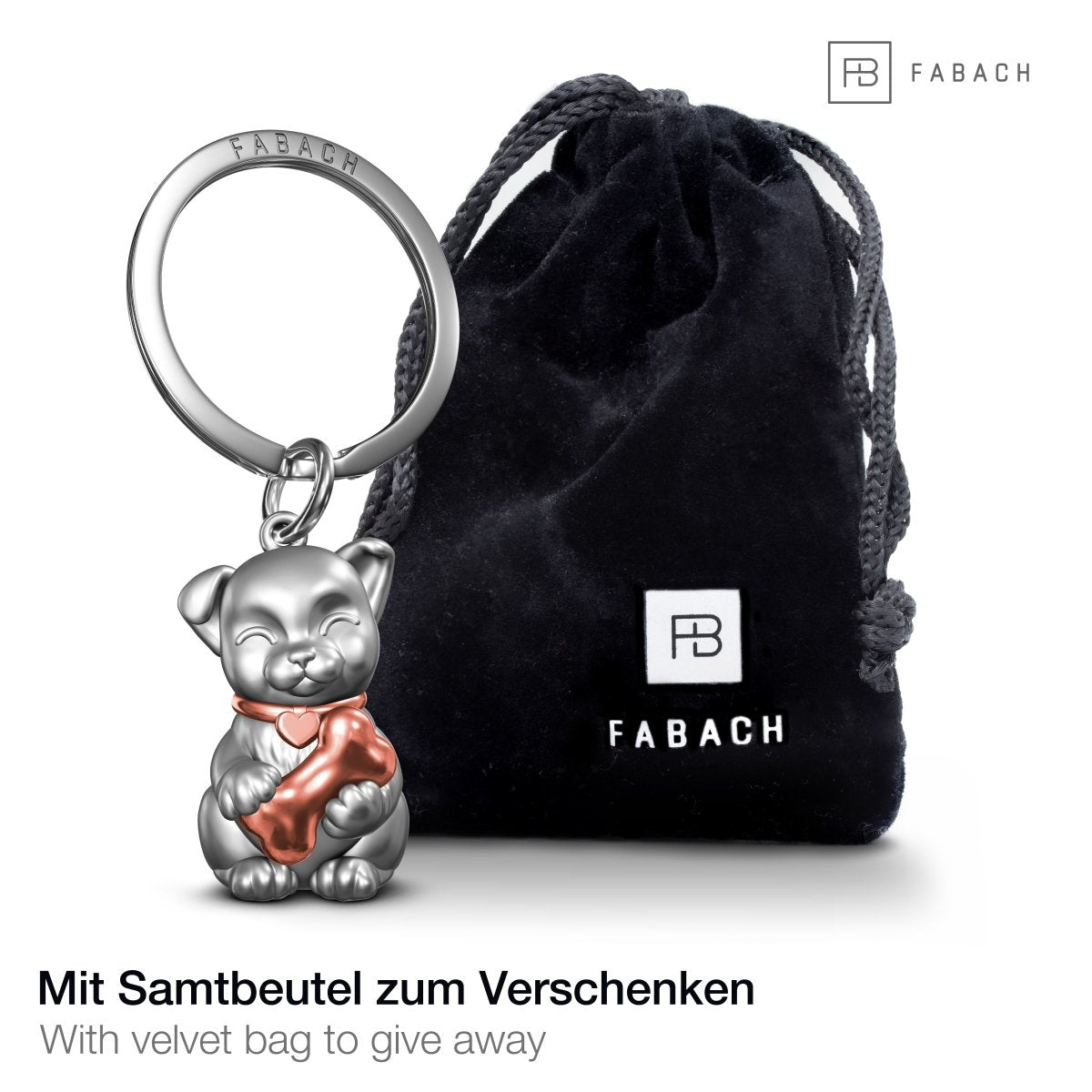 "Puppy" Hund Schlüsselanhänger - Süßes Hündchen Anhänger - Glücksbringer und Geschenk für Hunde-Liebhaber - FABACH#farbe_roségold