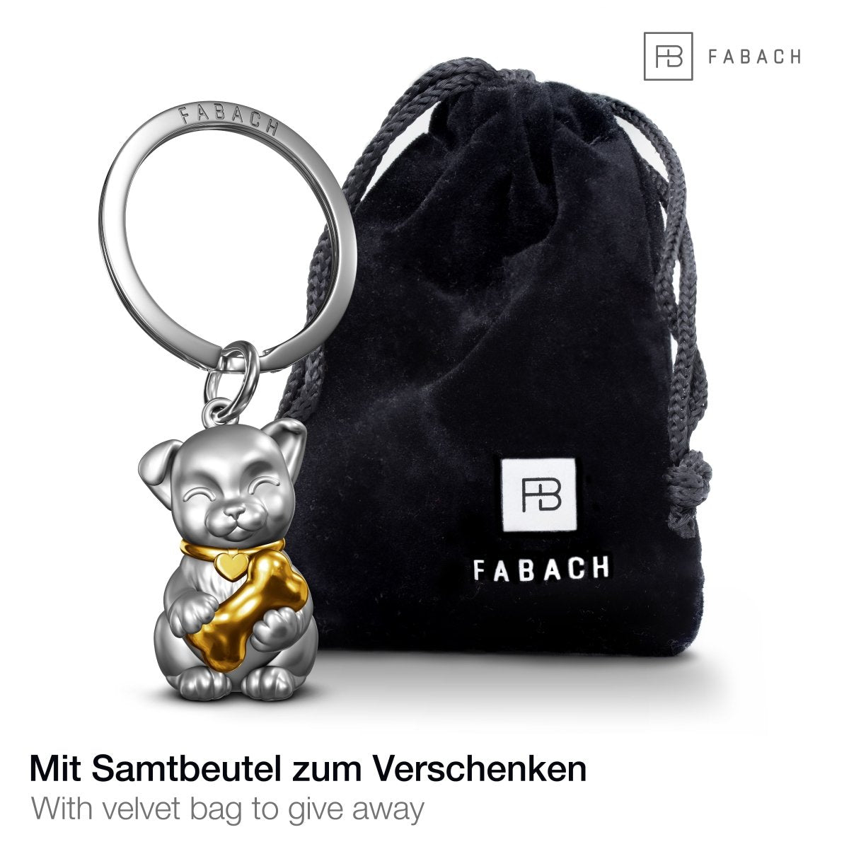 "Puppy" Hund Schlüsselanhänger - Süßes Hündchen Anhänger - Glücksbringer und Geschenk für Hunde-Liebhaber - FABACH#farbe_gold