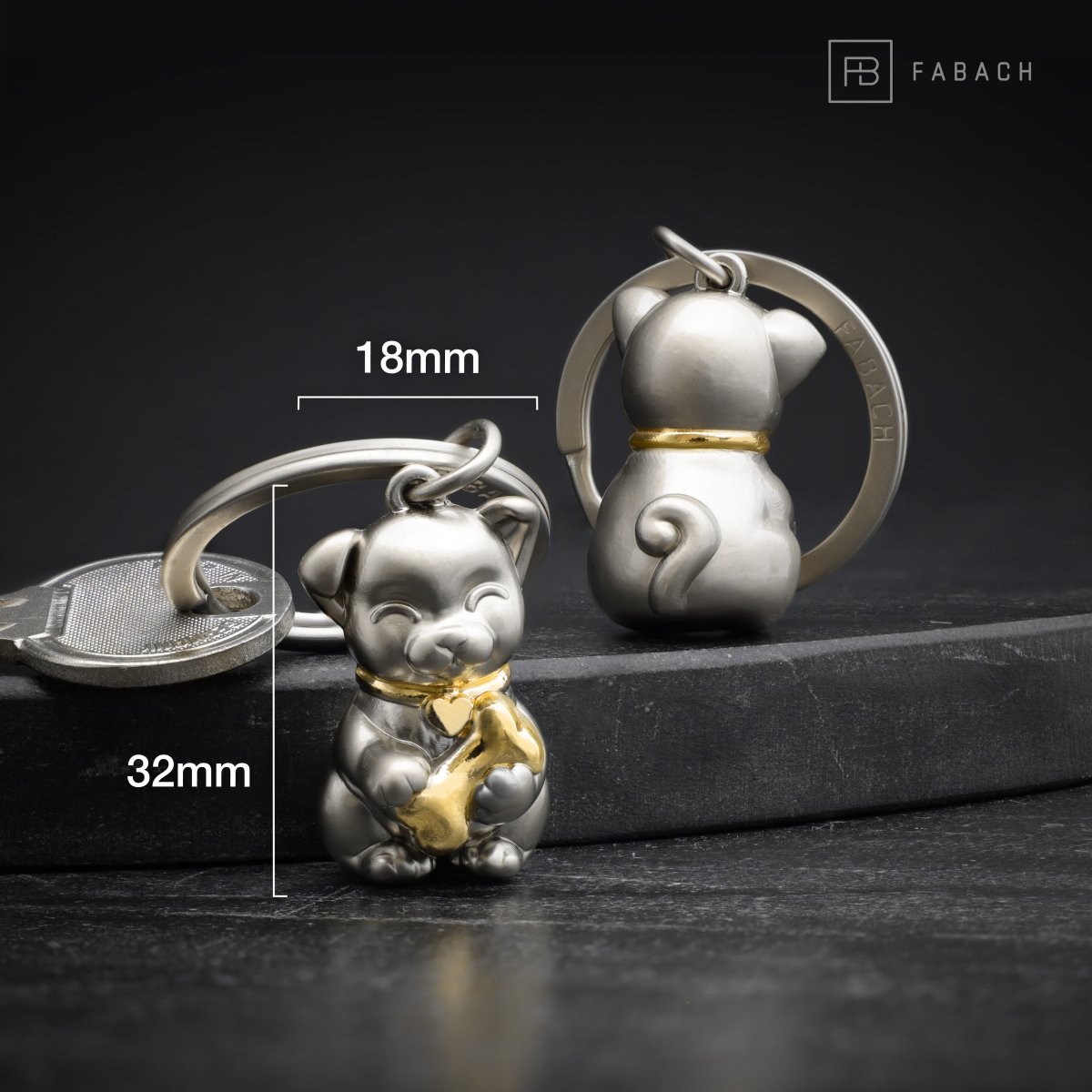 "Puppy" Hund Schlüsselanhänger - Süßes Hündchen Anhänger - Glücksbringer und Geschenk für Hunde-Liebhaber - FABACH#farbe_gold