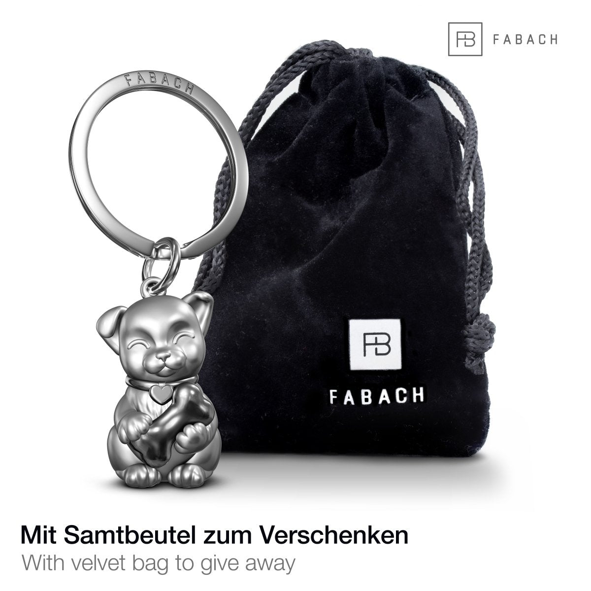 "Puppy" Hund Schlüsselanhänger - Süßes Hündchen Anhänger - Glücksbringer und Geschenk für Hunde-Liebhaber - FABACH#farbe_silber
