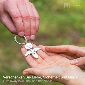 "Smile" mit Herz - Schutzengel Schlüsselanhänger - Engel Glücksbringer