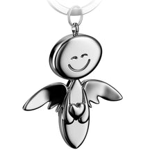 "Smile" Schutzengel Schlüsselanhänger mit Herz - Engel Glücksbringer - FABACH#farbe_silber#personalisierung_ohne gravur
