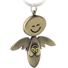 "Smile" Schutzengel Schlüsselanhänger mit Lenkrad - Engel Glücksbringer - FABACH#farbe_antique bronze#personalisierung_ohne gravur