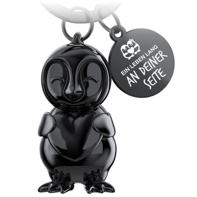 Porte-clés pingouin "Une vie à vos côtés" "Frosty" avec gravure - joli porte-bonheur pingouin comme cadeau pour les partenaires