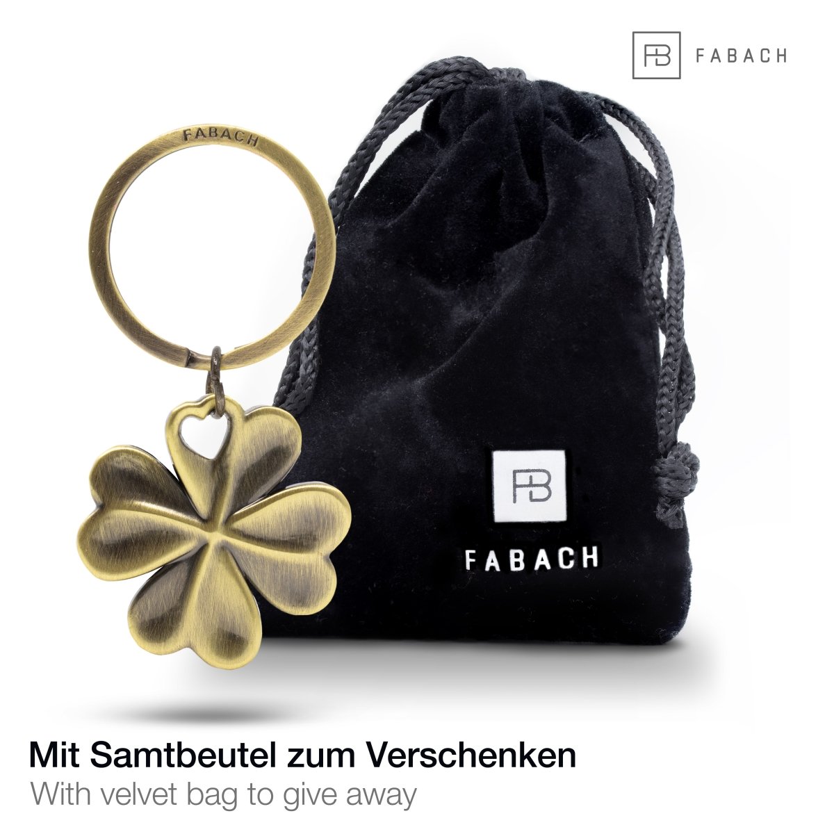 "Shamrock" Kleeblatt Schlüsselanhänger - Kleiner Glücksbringer mit Herz für den Schlüsselbund - FABACH#farbe_antique bronze