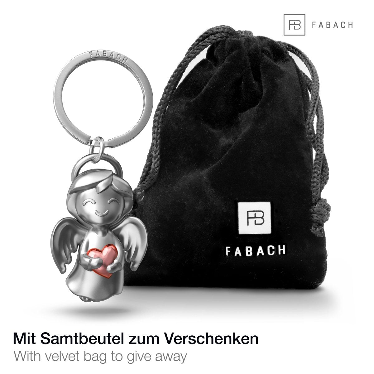 "Shiny" Schutzengel Schlüsselanhänger - Engel Glücksbringer - Glücksengel mit Herz - FABACH#Farbe_Roségold