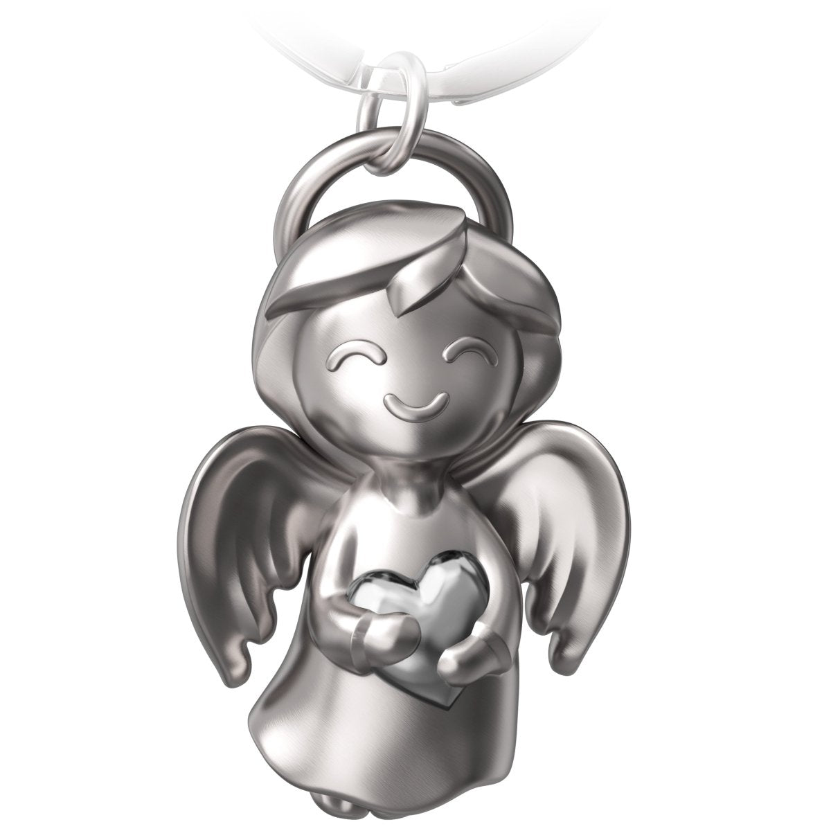 "Shiny" Schutzengel Schlüsselanhänger - Engel Glücksbringer - Glücksengel mit Herz - FABACH#Farbe_Silber