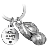 "Turtelly in Love" Schildkröte Schlüsselanhänger "Snappy" mit Gravur - Liebevoller Glücksbringer Wegbegleiter - FABACH#farbe_antique silber