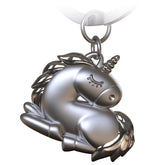 "Sleepy" Einhorn Schlüsselanhänger - Schlafendes Einhorn Glücksbringer - FABACH#farbe_silber