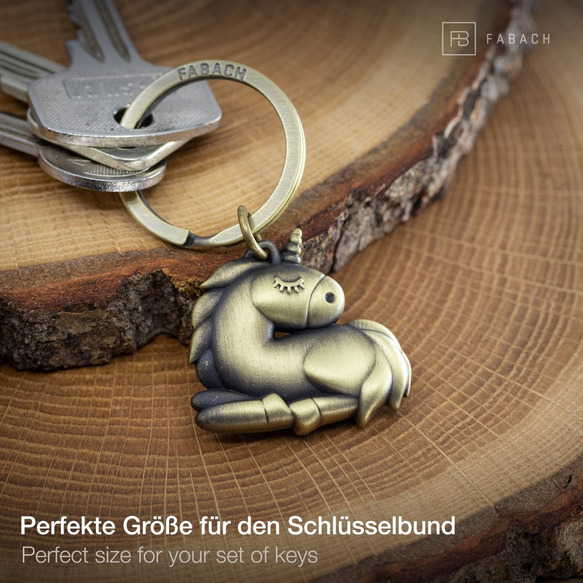 "Sleepy" Einhorn Schlüsselanhänger - Schlafendes Einhorn Glücksbringer - FABACH#farbe_antique bronze