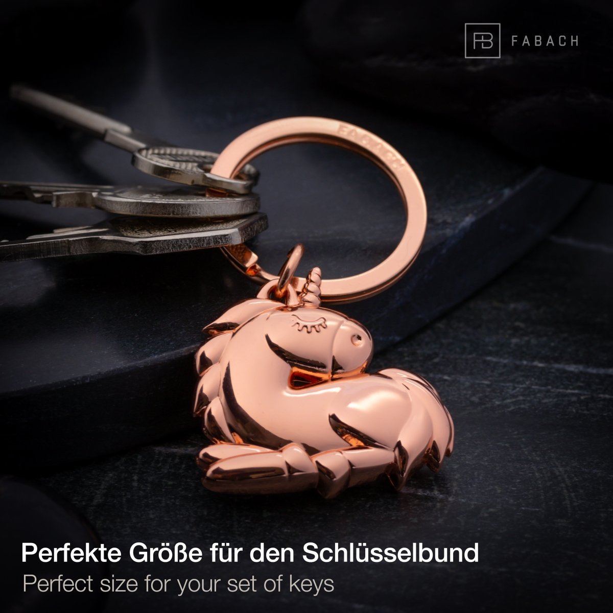 "Sleepy" Einhorn Schlüsselanhänger - Schlafendes Einhorn Glücksbringer - FABACH#farbe_roségold
