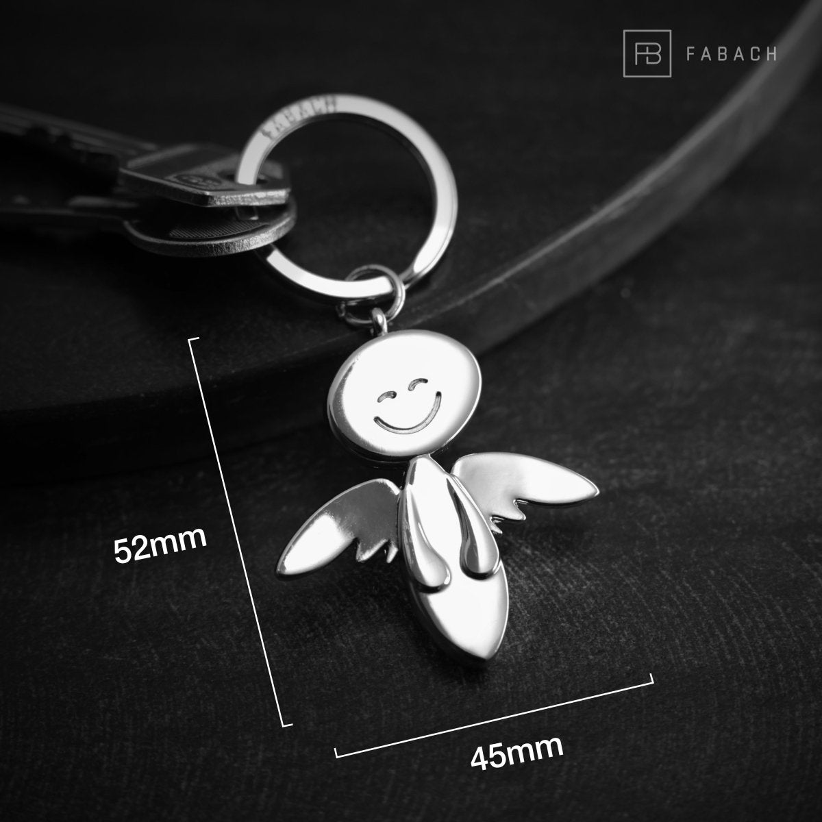 "Smile" Schutzengel Schlüsselanhänger - Engel Glücksbringer - FABACH#farbe_silber