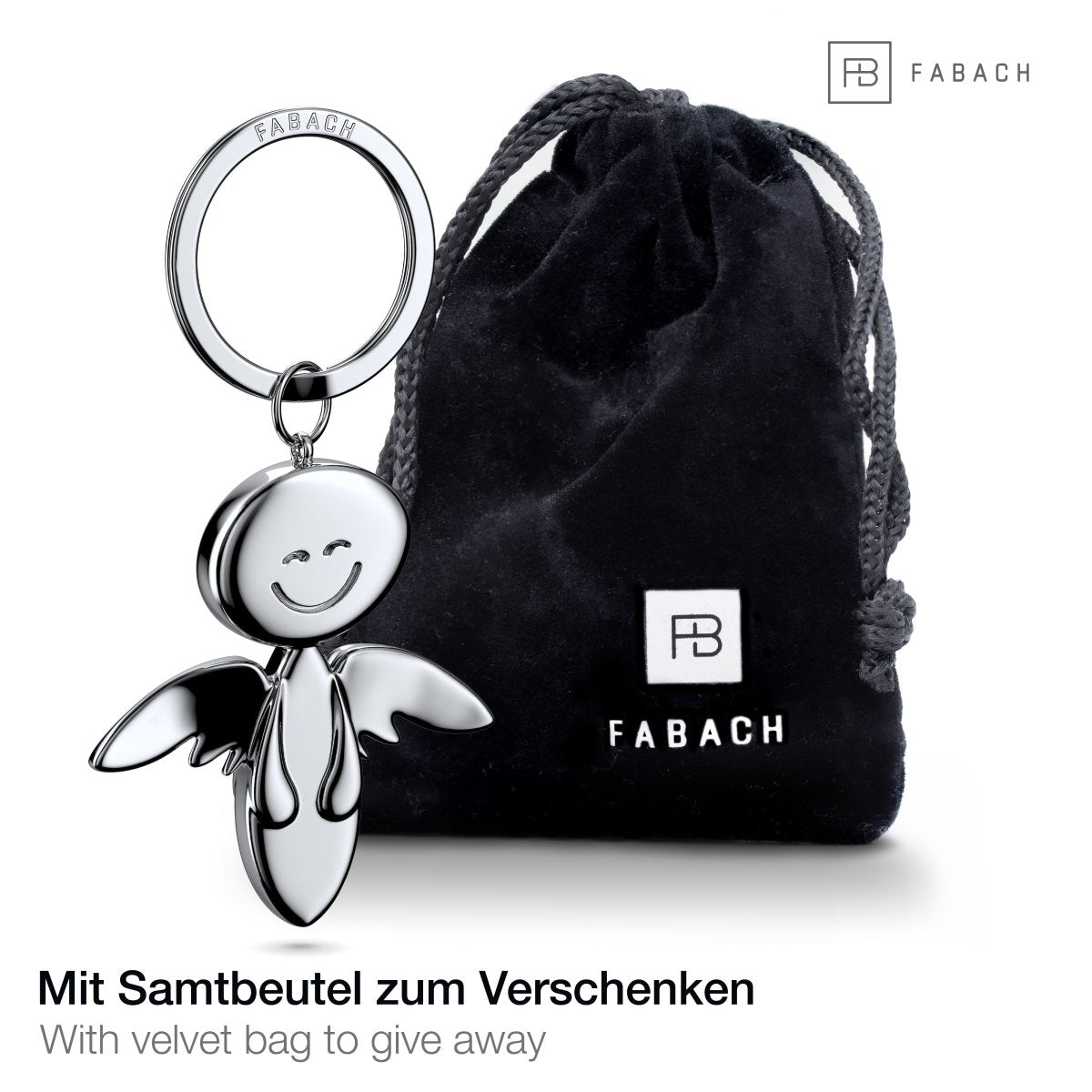 "Smile" Schutzengel Schlüsselanhänger - Engel Glücksbringer - FABACH#farbe_silber