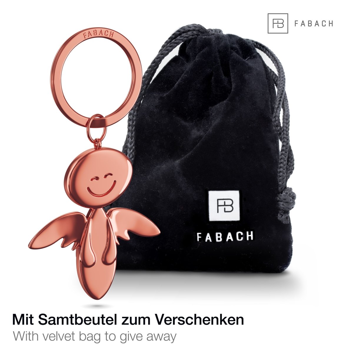 "Smile" Schutzengel Schlüsselanhänger - Engel Glücksbringer - FABACH#farbe_roségold