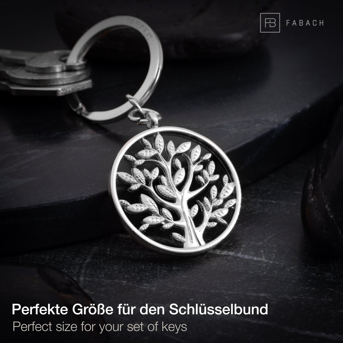 "Spring" Lebensbaum Schlüsselanhänger - Baum des Lebens Anhänger als Glücksbringer für den Schlüsselbund - FABACH#farbe_silber
