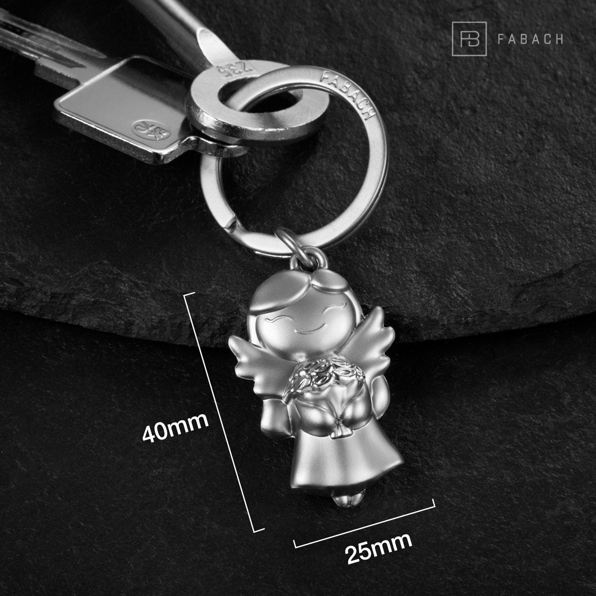 "Star" Schutzengel Schlüsselanhänger - Glücksengel mit Blumen - Engel Glücksbringer - FABACH#Farbe_Silber
