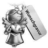 "Star" Schutzengel Schlüsselanhänger - Glücksengel mit Herz - Engel Glücksbringer - FABACH#farbe_silber#personalisierung_mit gravur (+5.00€)