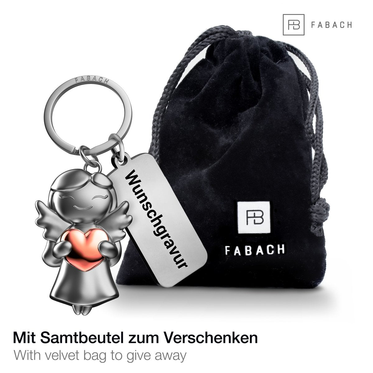 "Star" Schutzengel Schlüsselanhänger - Glücksengel mit Herz - Engel Glücksbringer - FABACH#farbe_roségold#personalisierung_mit gravur (+5.00€)