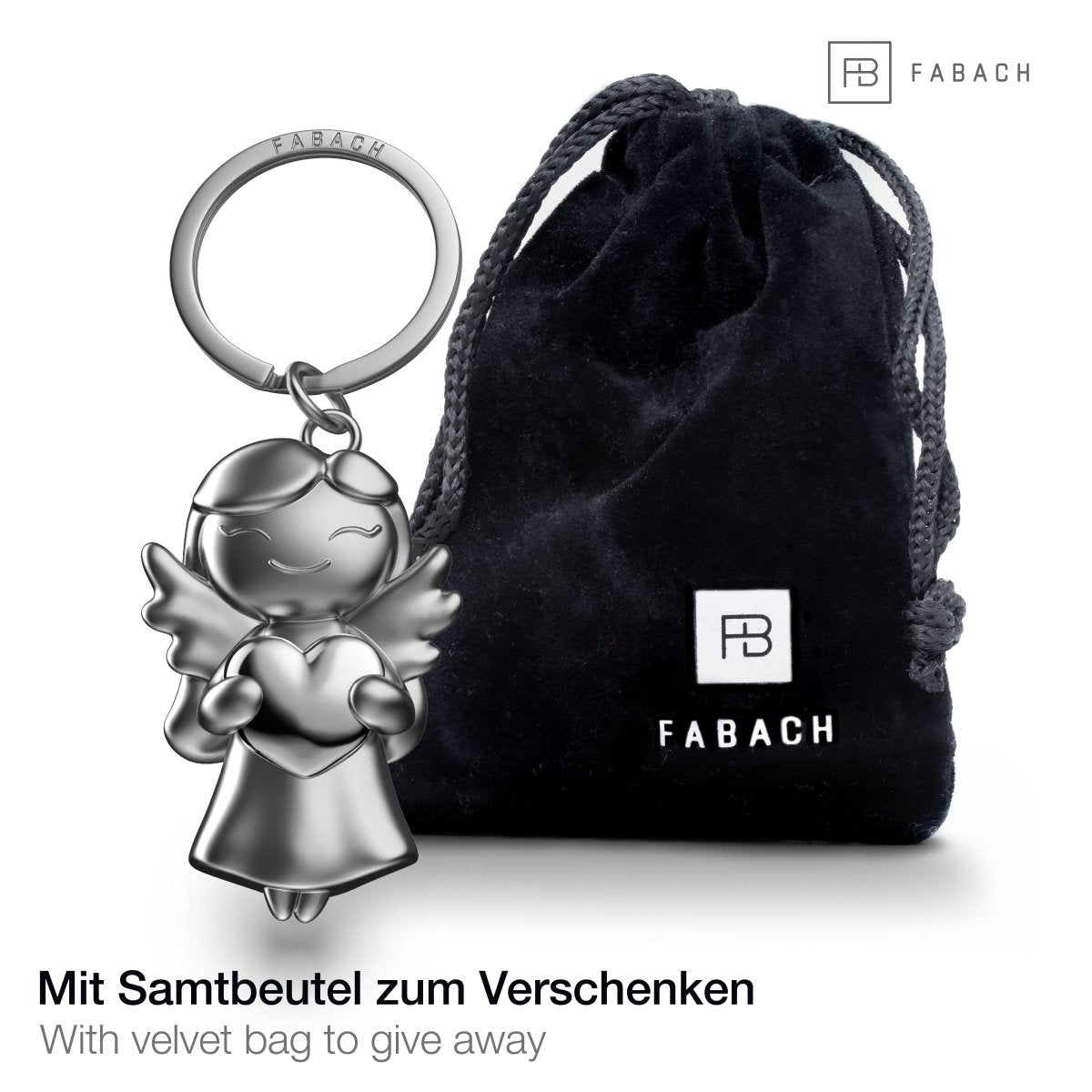 "Star" Schutzengel Schlüsselanhänger - Glücksengel mit Herz - Engel Glücksbringer - FABACH#farbe_silber#personalisierung_ohne gravur