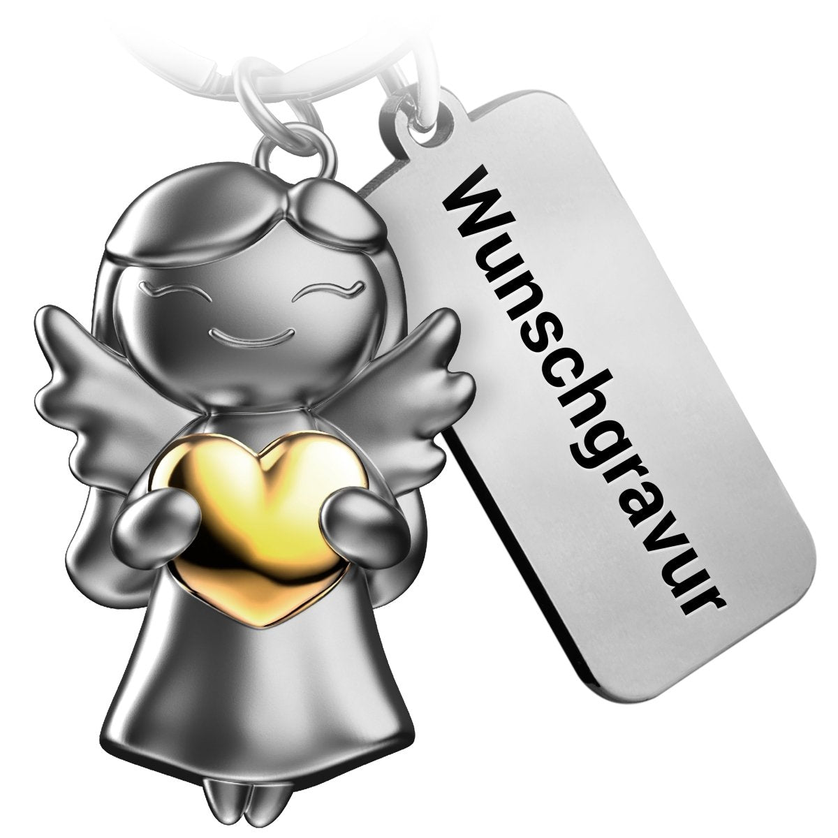 "Star" Schutzengel Schlüsselanhänger - Glücksengel mit Herz - Engel Glücksbringer - FABACH#farbe_gold#personalisierung_mit gravur (+5.00€)