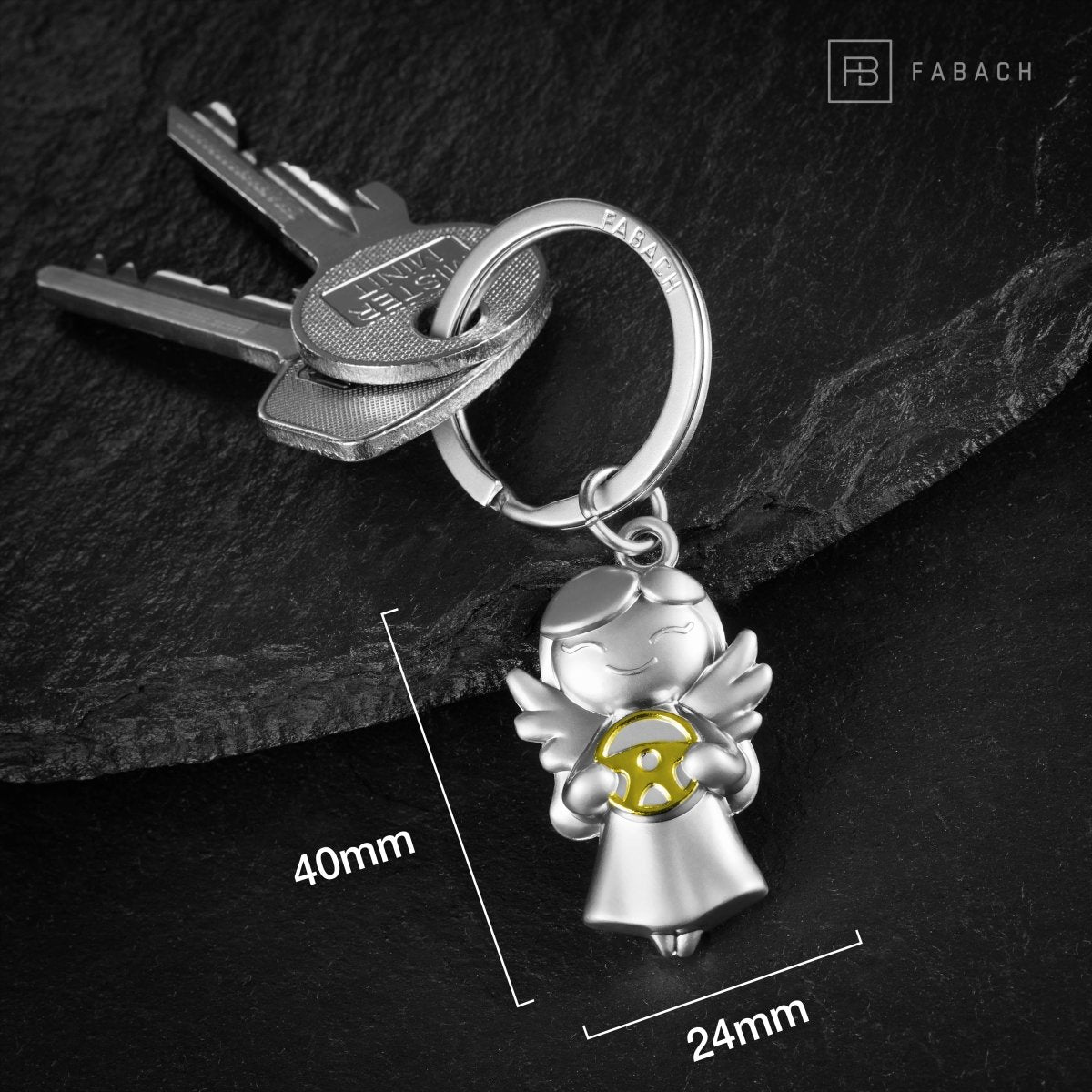 "Star" Schutzengel Schlüsselanhänger - Glücksengel mit Lenkrad - Engel Glücksbringer - FABACH#farbe_gold